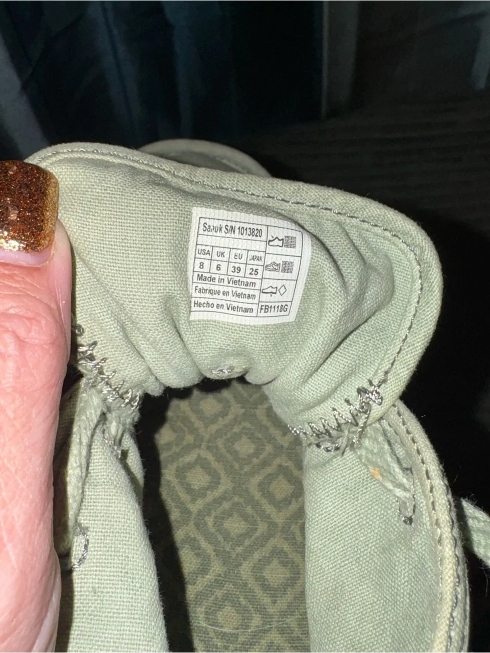 Sanuk Olive Green Canvas High-Top Sneakers with Gum Sole - Picture 4 of 4